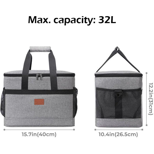 32L Large Soft Cooler Bag with Hard Liner Grey-1