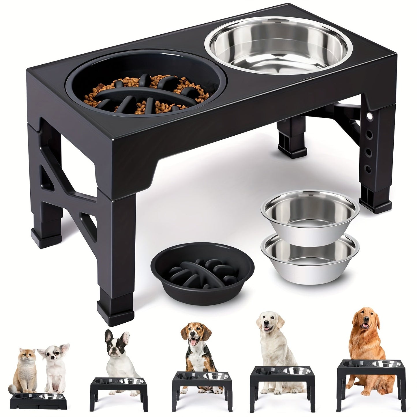 Dog Bowl Stand with 3 Bowls-1