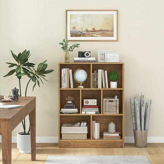 7-Section Freestanding Bookshelf for Kids Room Classroom Daycare Nursery-Natural-0