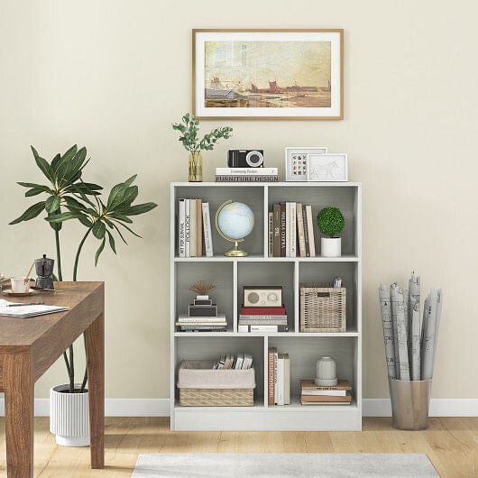 7-Section Freestanding Bookshelf for Kids Room Classroom Daycare Nursery-Natural-5