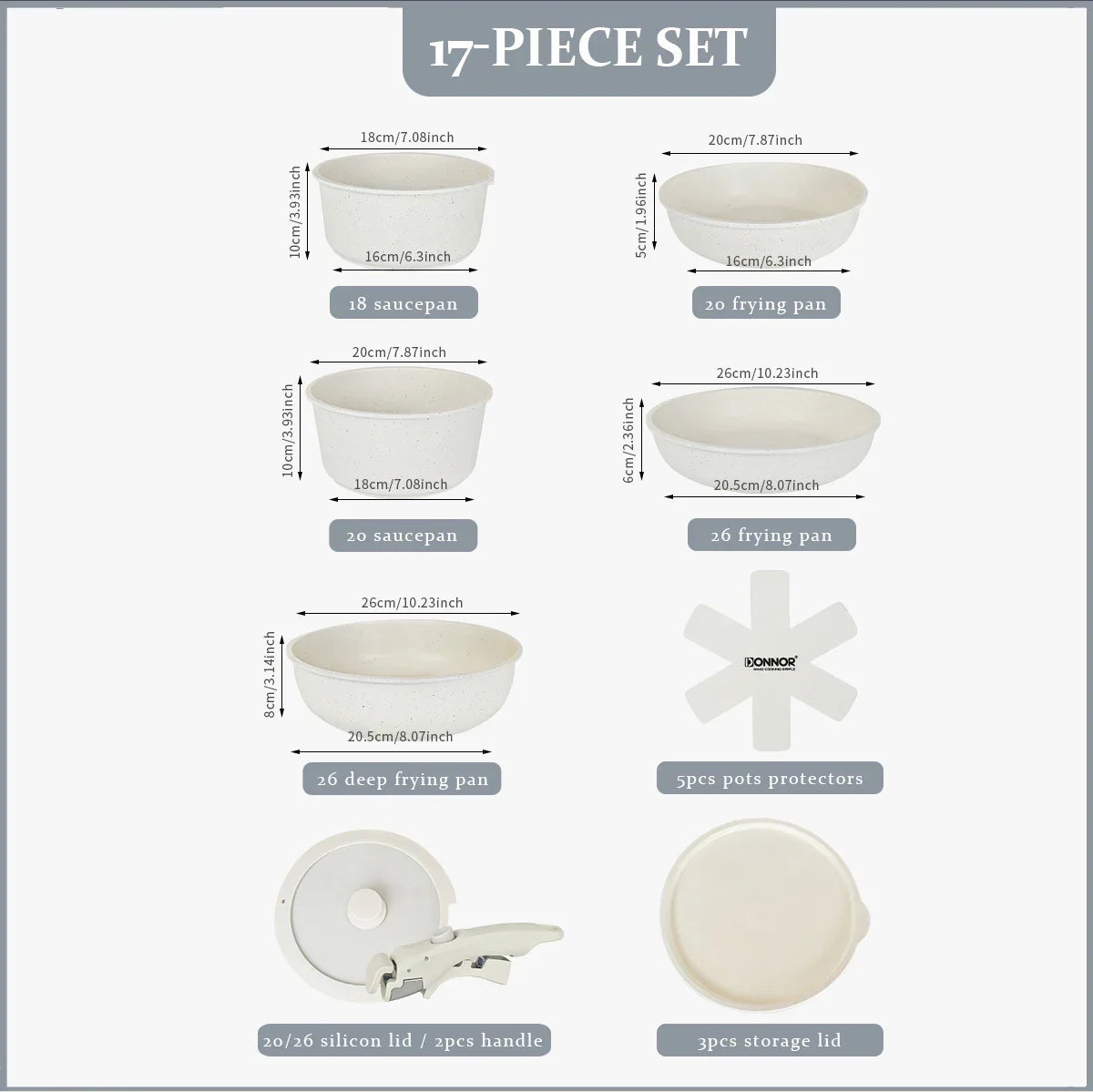 Non-Stick Die-Cast Aluminum Cookware Set Induction-Compatible White-2