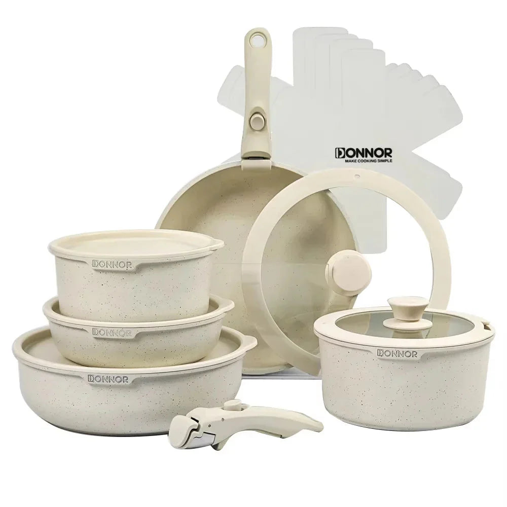 Non-Stick Die-Cast Aluminum Cookware Set Induction-Compatible White-1