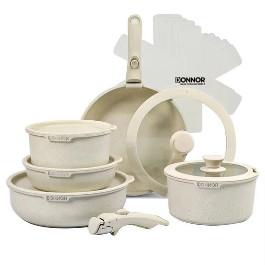 Non-Stick Die-Cast Aluminum Cookware Set Induction-Compatible White-1